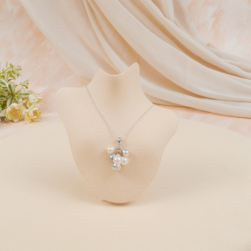 伊勢志摩産本真珠2点セット葡萄ペンダント付（8-8.5mm/白）(イヤリング