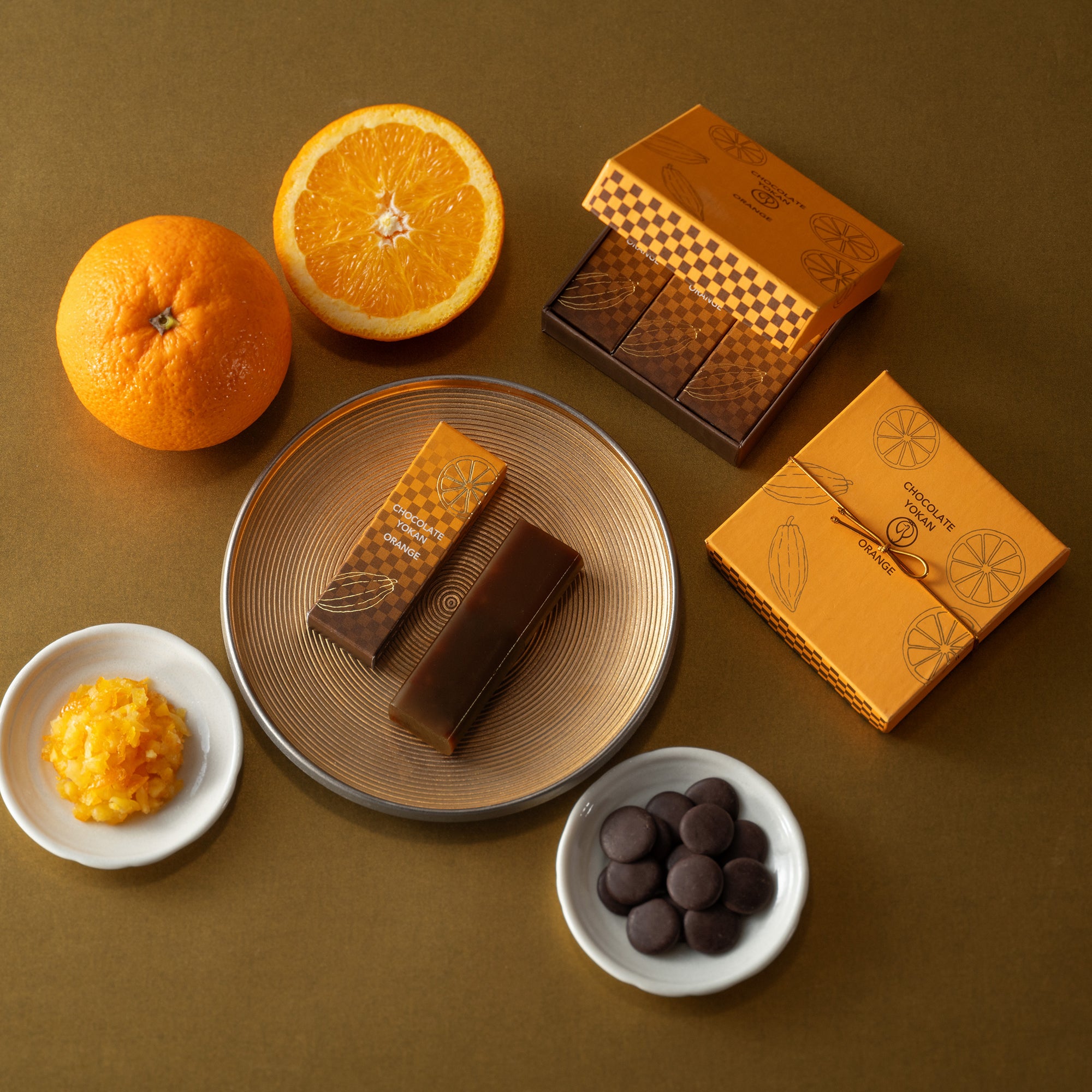 チョコレート羊羹 オレンジ 3本入｜季節の和菓子｜鶴屋吉信公式