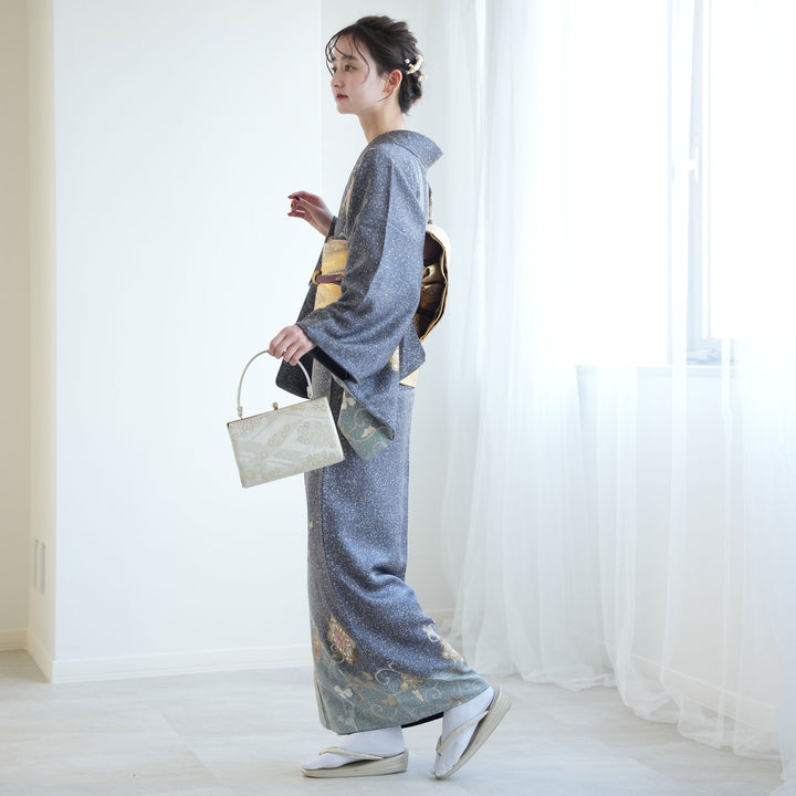 レンタル】訪問着 20点セット 正絹 絵羽 帝王紫 入学式 卒業式 結婚式