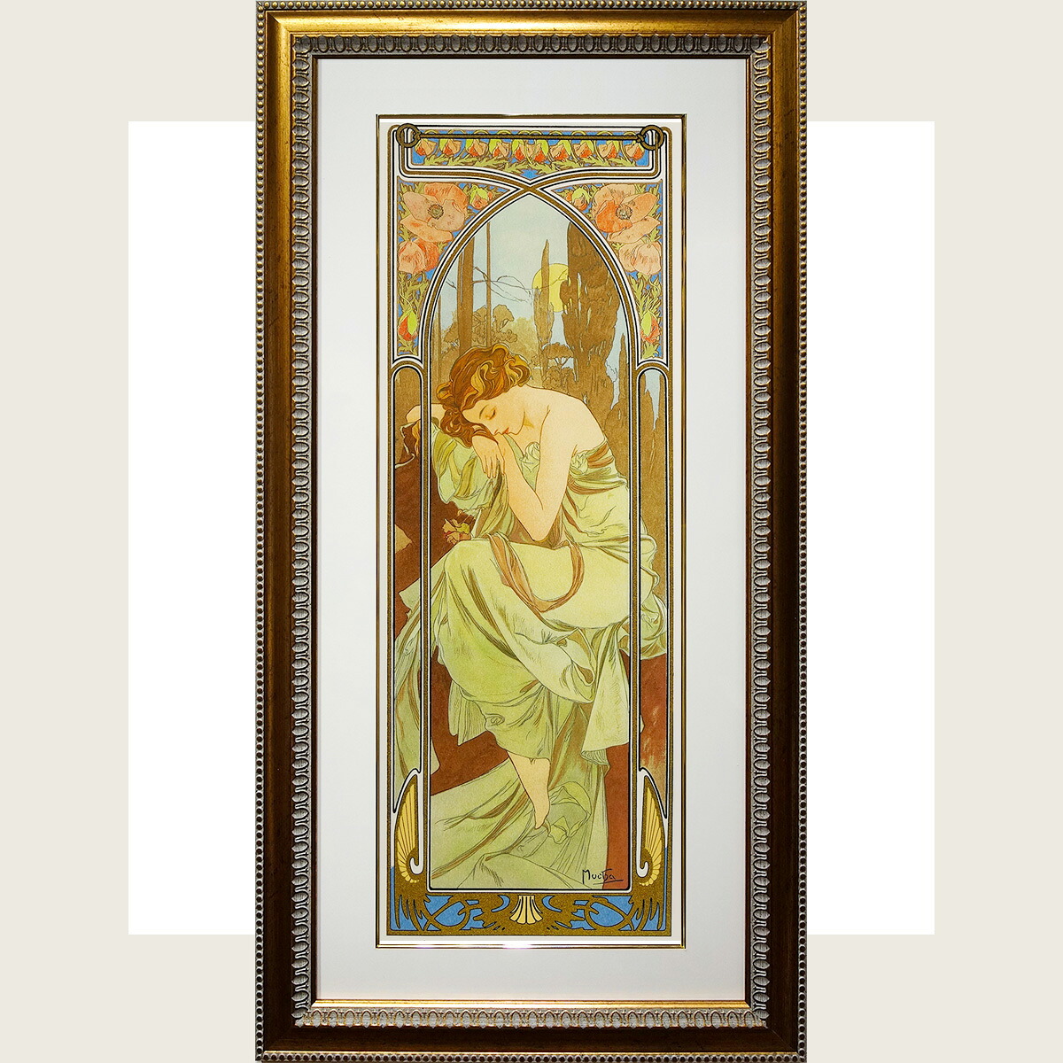 楽天市場】ミュシャ 「桜草」 リトグラフ（エスタンプ） 額入り