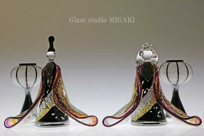 楽天市場】金彩飾り雛 青×赤ガラスのお雛様 雛人形 節句人形 手作り