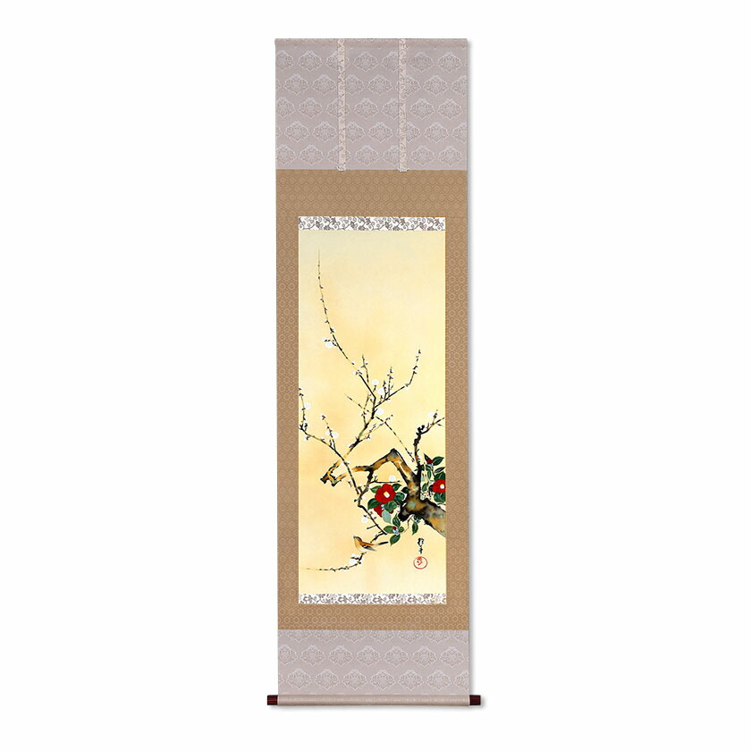 楽天市場】複製掛軸 酒井抱一 「十二か月花鳥図」 四月 「牡丹に蝶図