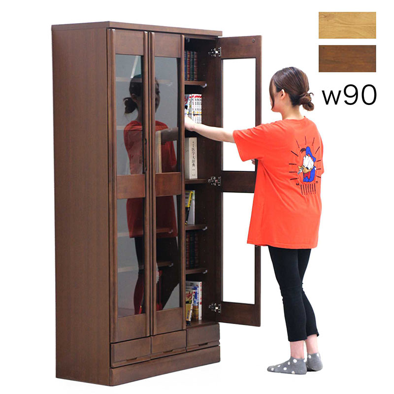 楽天市場】本棚 扉付 本棚 大容量 幅90cm 90 扉付 開き戸 ガラス扉