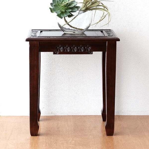 楽天市場】アンティーク風サイドテーブル 花台 電話台 木製 引き出し