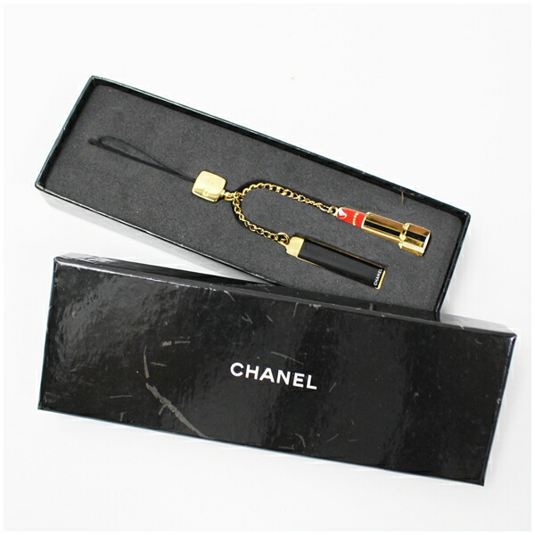 楽天市場】シャネル 携帯ストラップ リップモチーフ ゴールド ブラック