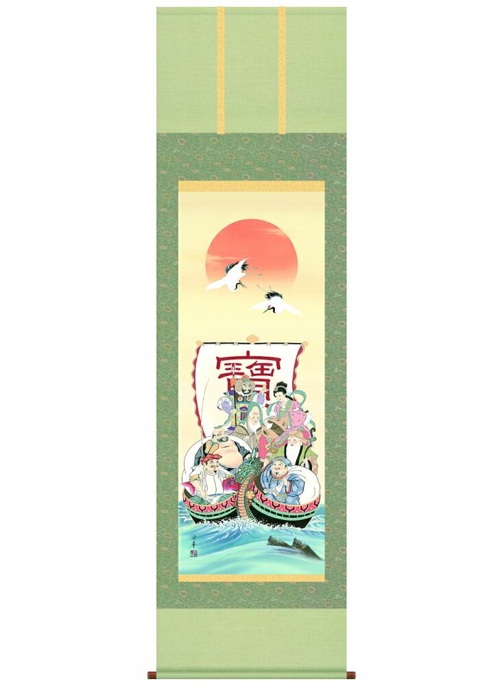 楽天市場】【送料無料】掛け軸 七福神 尺五サイズ（54.5×190センチ