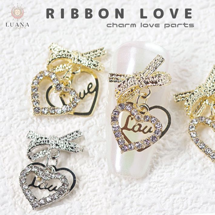 楽天市場】ポイント5倍ネイルパーツ リボン LOVE 2個 ゴールド