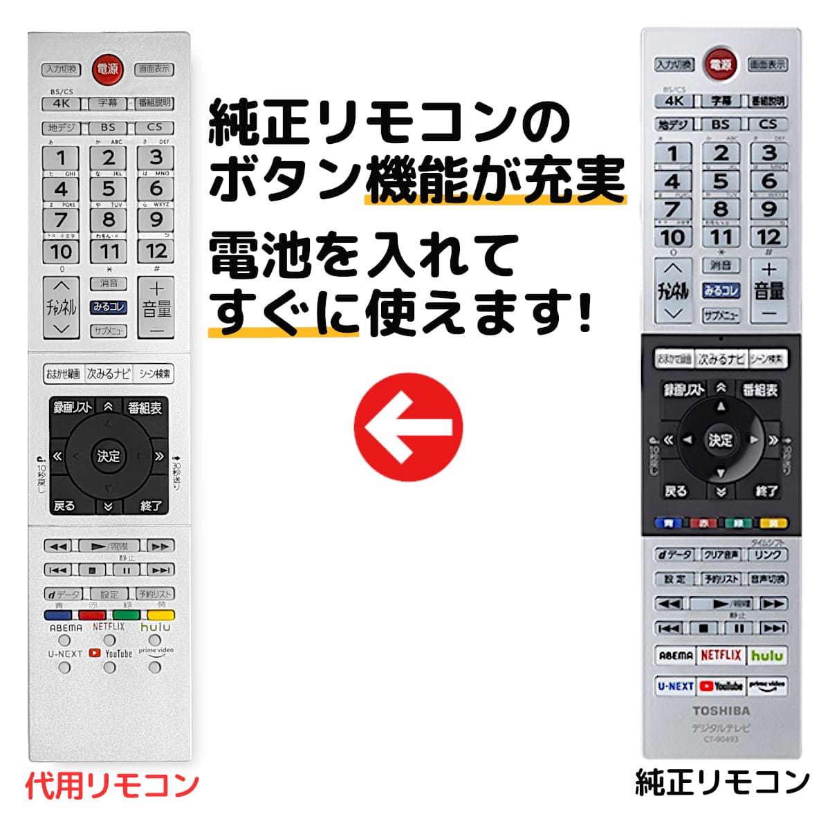 楽天市場】東芝 レグザ テレビ リモコン CT-90493 電池付き 43C350X