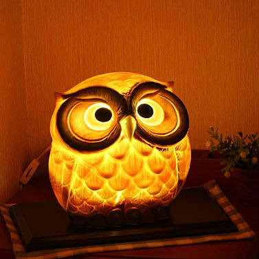 楽天市場】信楽焼 光が透ける ふくろう インテリアライト 黄 フクロウ