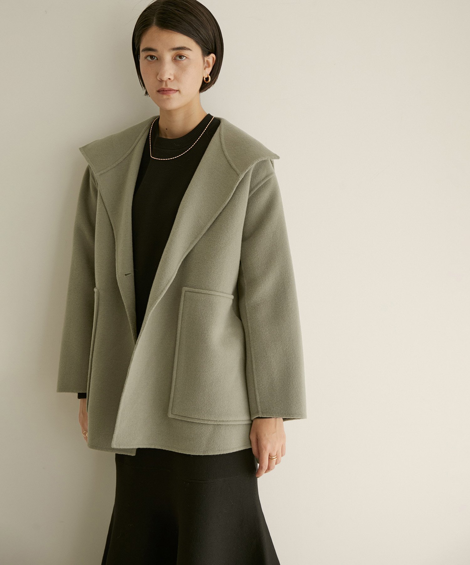 SALE／50%OFF】SALON adam et rope' ウールリバーフーデッドハーフ