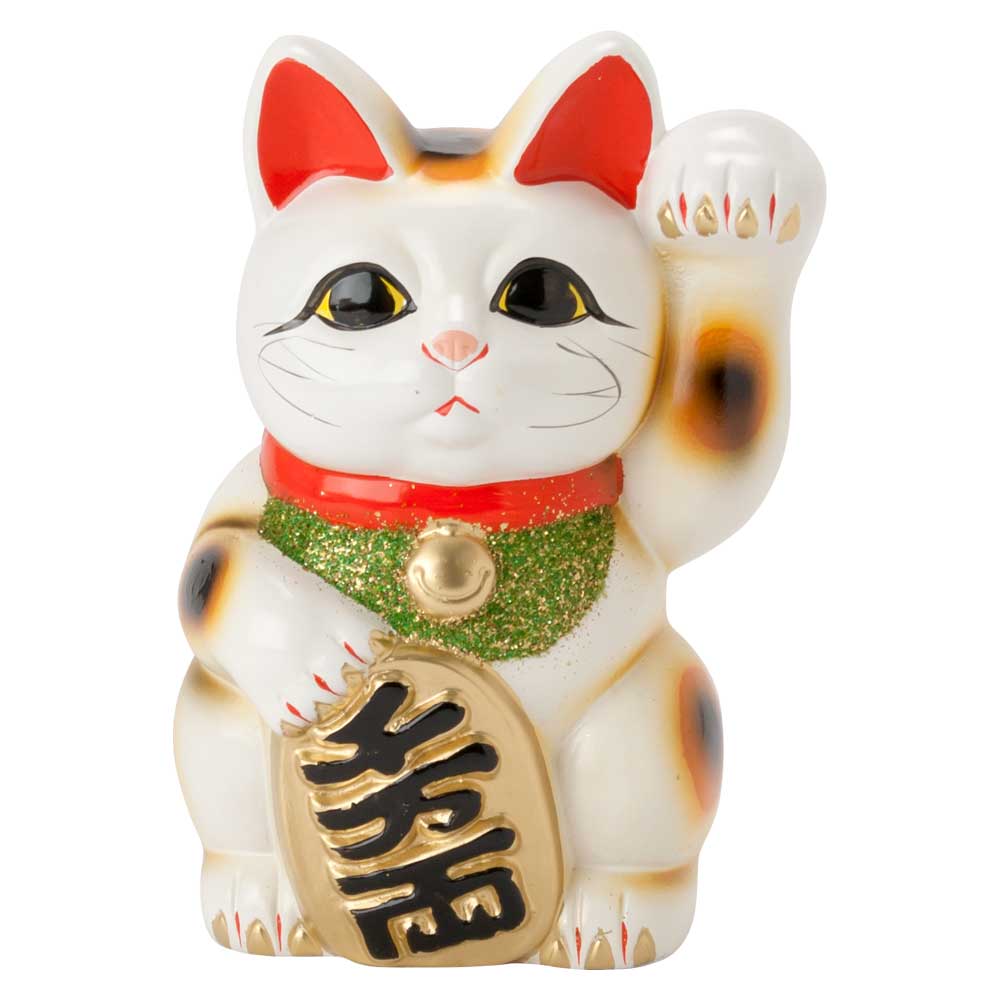 楽天市場】常滑焼 招き猫 8号小判白猫貯金箱 左手上げ (143-66-86