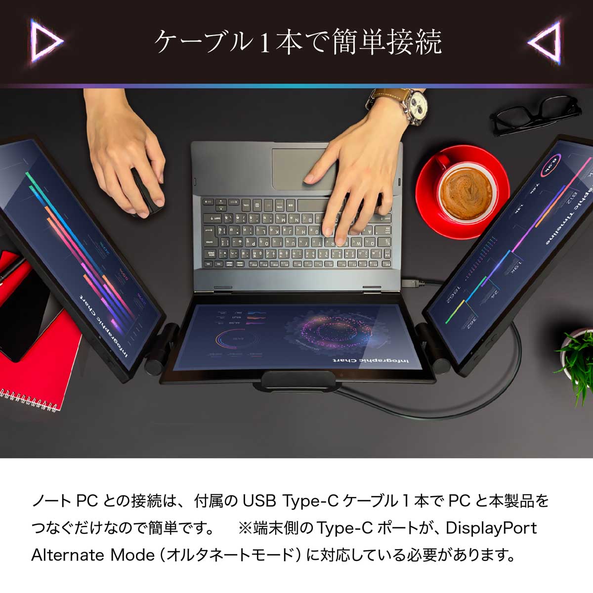 デュアルモニター PROMETHEUS DUAL 11.6インチ ドッキング型 2画面