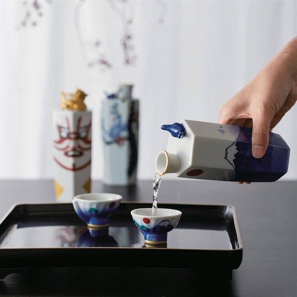 サウンド徳利・盃（桜富士山）セット (徳利1個 盃2個 専用箱入り