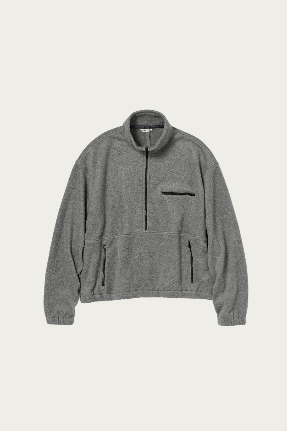 Auralee Pure Silk Comfort Fleece Half Zip P/O | Top Gray | Canoe Club