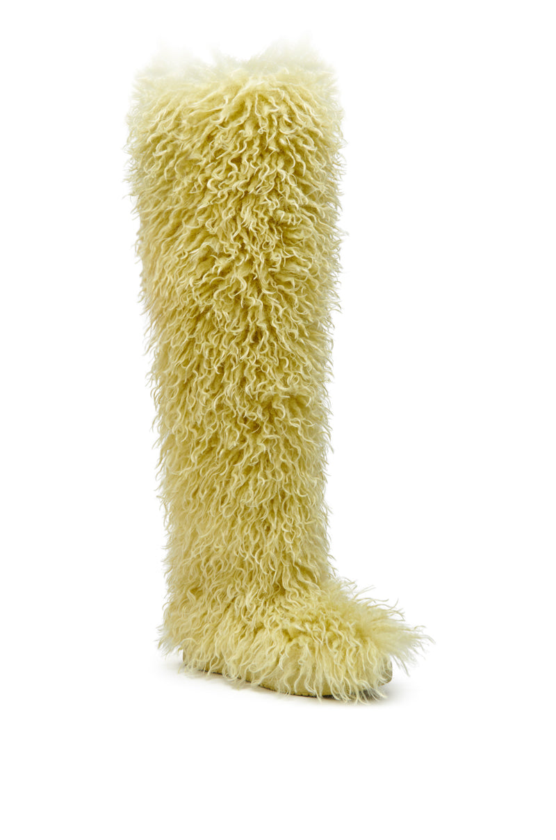 AZALEA WANG TEMPLETON LIME FAUX POODLE FUR OVER THE KNEE BOOT – AKIRA