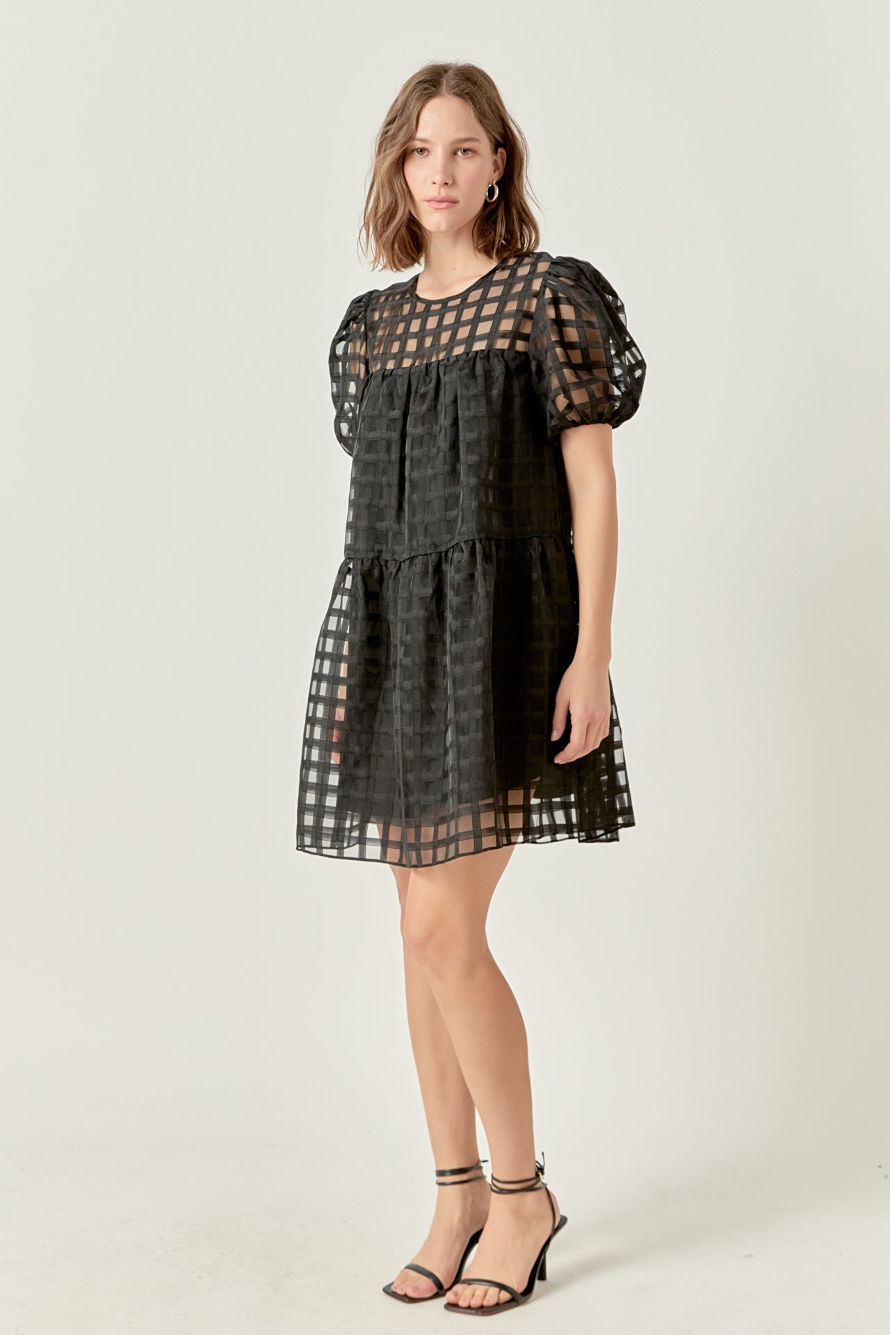Gridded Organza Mini Dress – English Factory