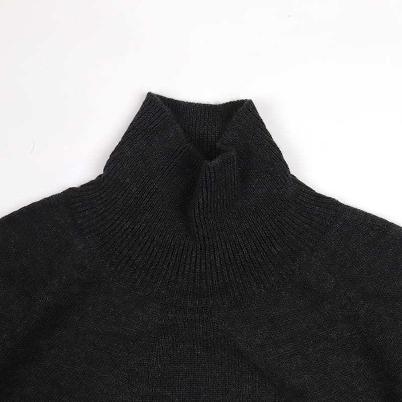 Batoner Aging Wool Signature Turtle Neck Charcoal