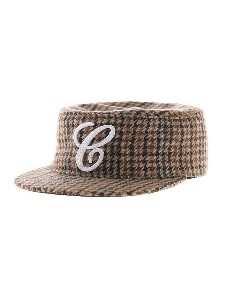 6cRAyon Pillbox Cap Houndstooth