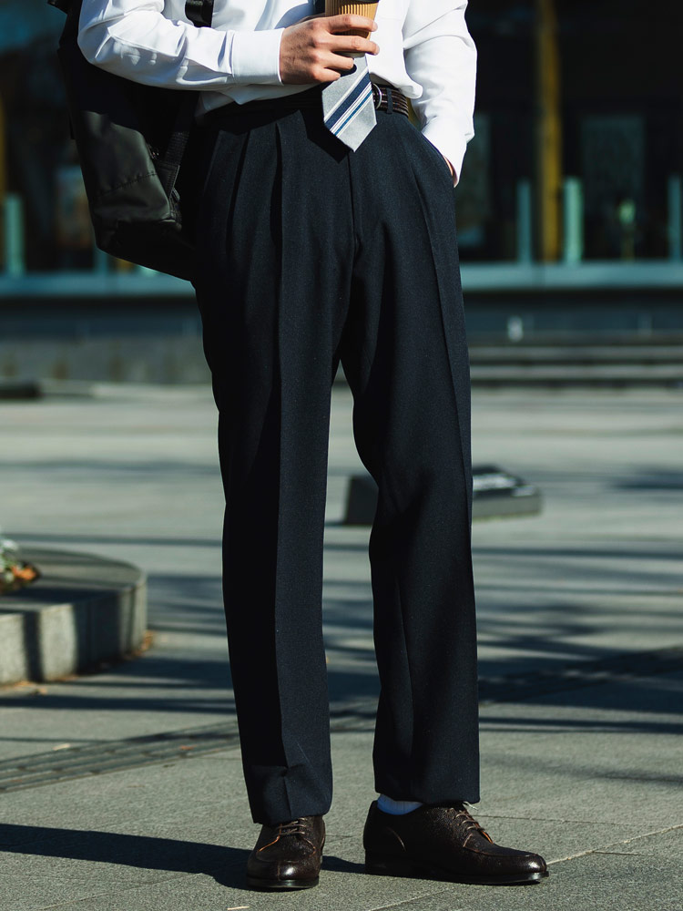 スラックス ツータック メンズ 送料無料 クールビズ COOLBIZ ビジネス