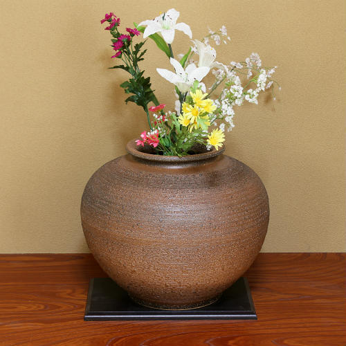 ポイント8倍]信楽焼 花瓶 窯肌 松皮 丸 13号 おしゃれ 一輪挿し 小さい