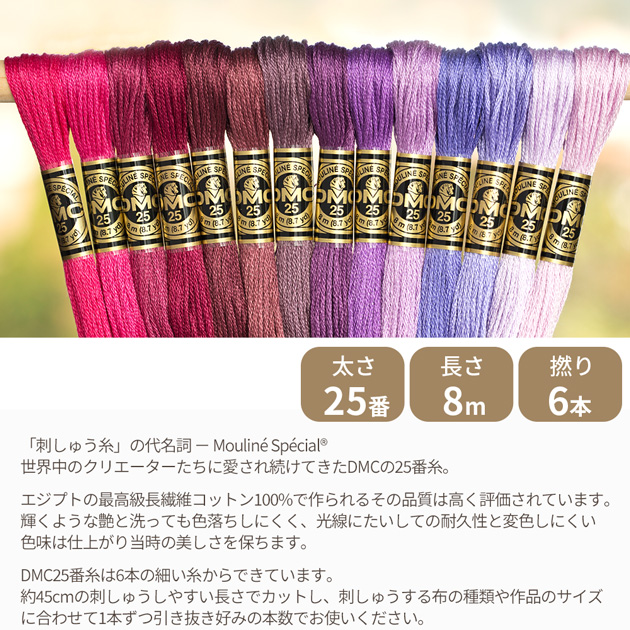 全500色 DMC 刺繍糸 25番 1カセ 8m 18-B 435〜3031 12色 □ 117