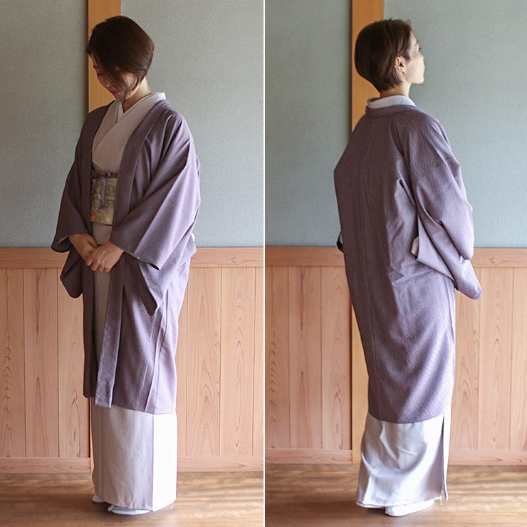 街着屋 長羽織 江戸小紋 七曜 濃紫 袷 日本製 洗える 着物 羽織 長は