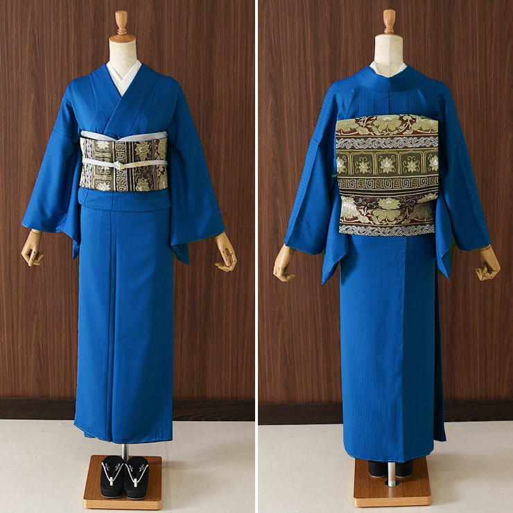 洗える 色無地 単衣 仕立て上がり 日本製 東レ（ロイヤルブルー S M L