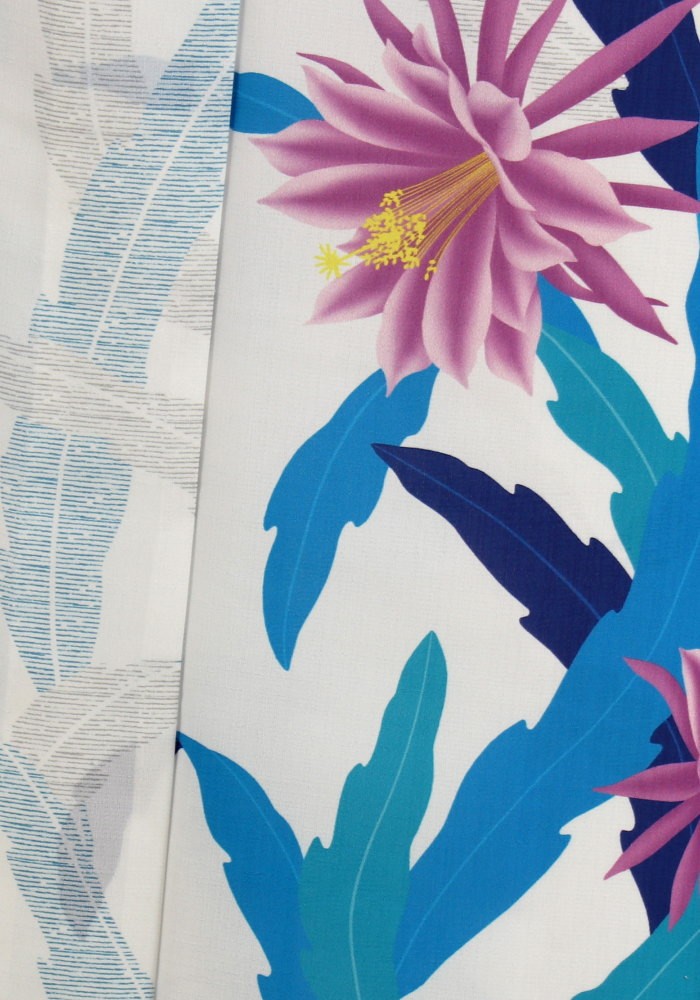 撫松庵 [ 洗える 浴衣 ] 孔雀サボテン（オフシロ/108-337-009-03