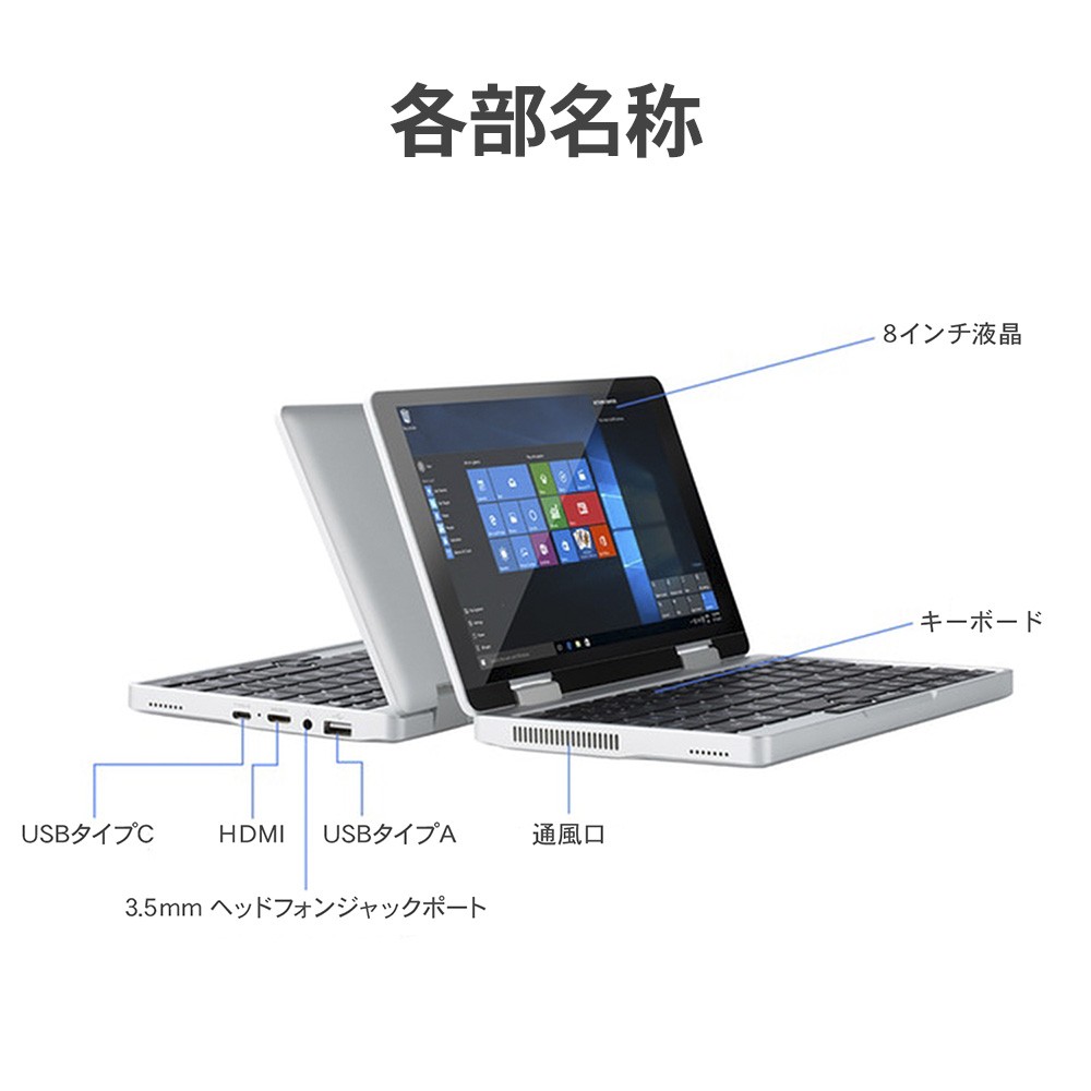 ノートパソコン 新品 windows10 2in1 タブレット 本体 8インチ