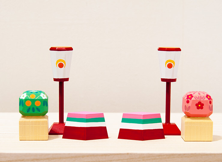 雛人形 伊予一刀彫 凛 五人飾り コンパクト 木製 一刀彫 南雲工房