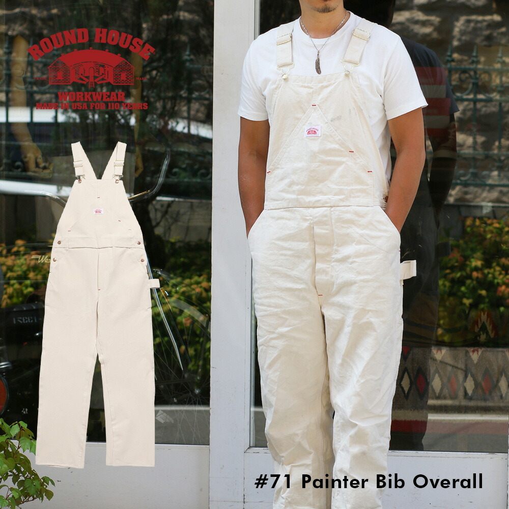 ROUND HOUSE（ラウンドハウス） 裾上げ無料 ナチュラル オーバーオール