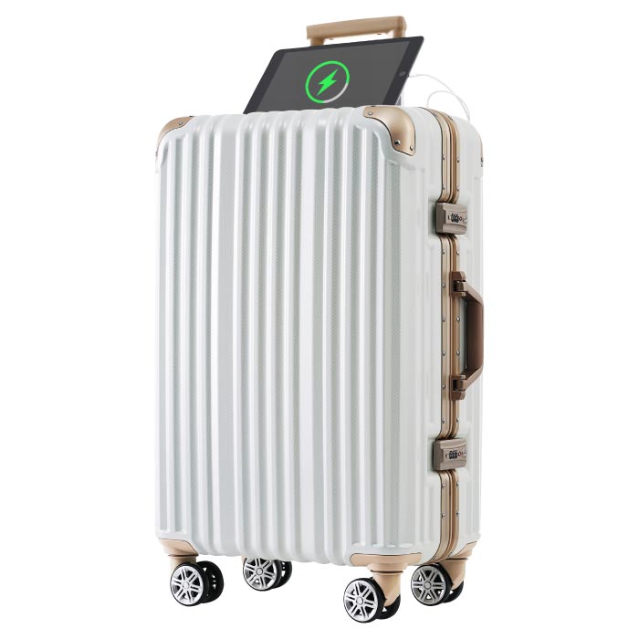 スーツケース Mサイズ 69.5L キャリーケース ストッパー付き USBポート