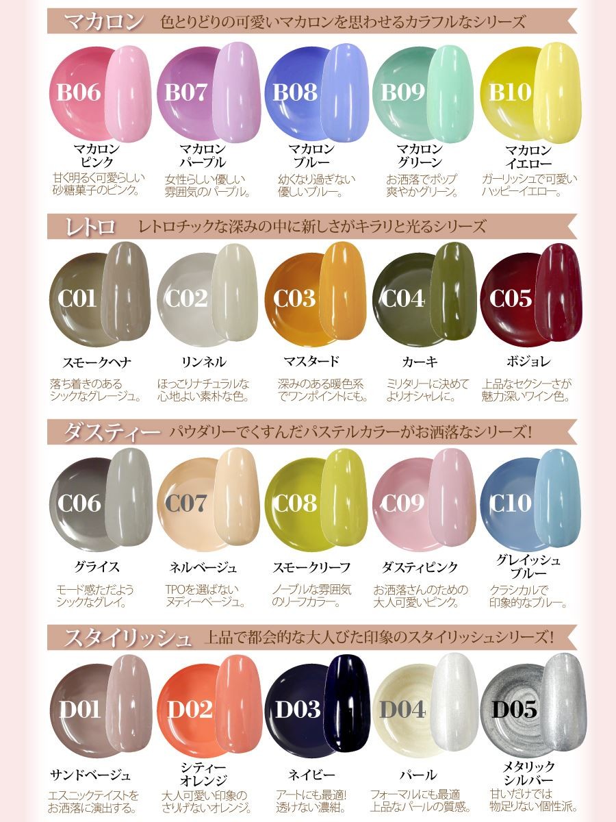 新色入荷！全80色になりました】お花のように可愛い カラージェル 発色