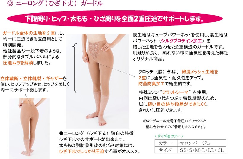 ニーロングガードル ひざ下丈 脂肪吸引後 圧迫着 : メディカル サラ