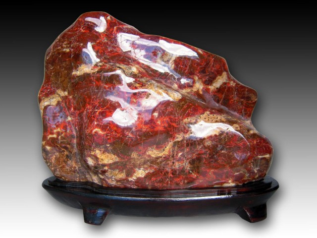 紅加茂石 水石 景石 磨き 鑑賞石 台付き パワーストーン 希少 kaw1701