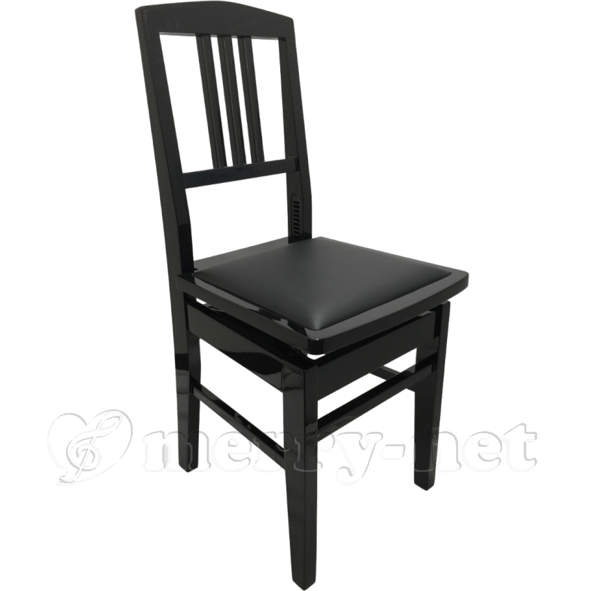 背もたれ付き ピアノ椅子 座面ブラック NO5 イトマサ トムソン椅子