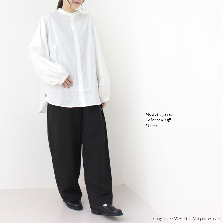 NARU（ナル） 近江晒50sブロード 袖ボリュームシャツ 652900 ブラウス