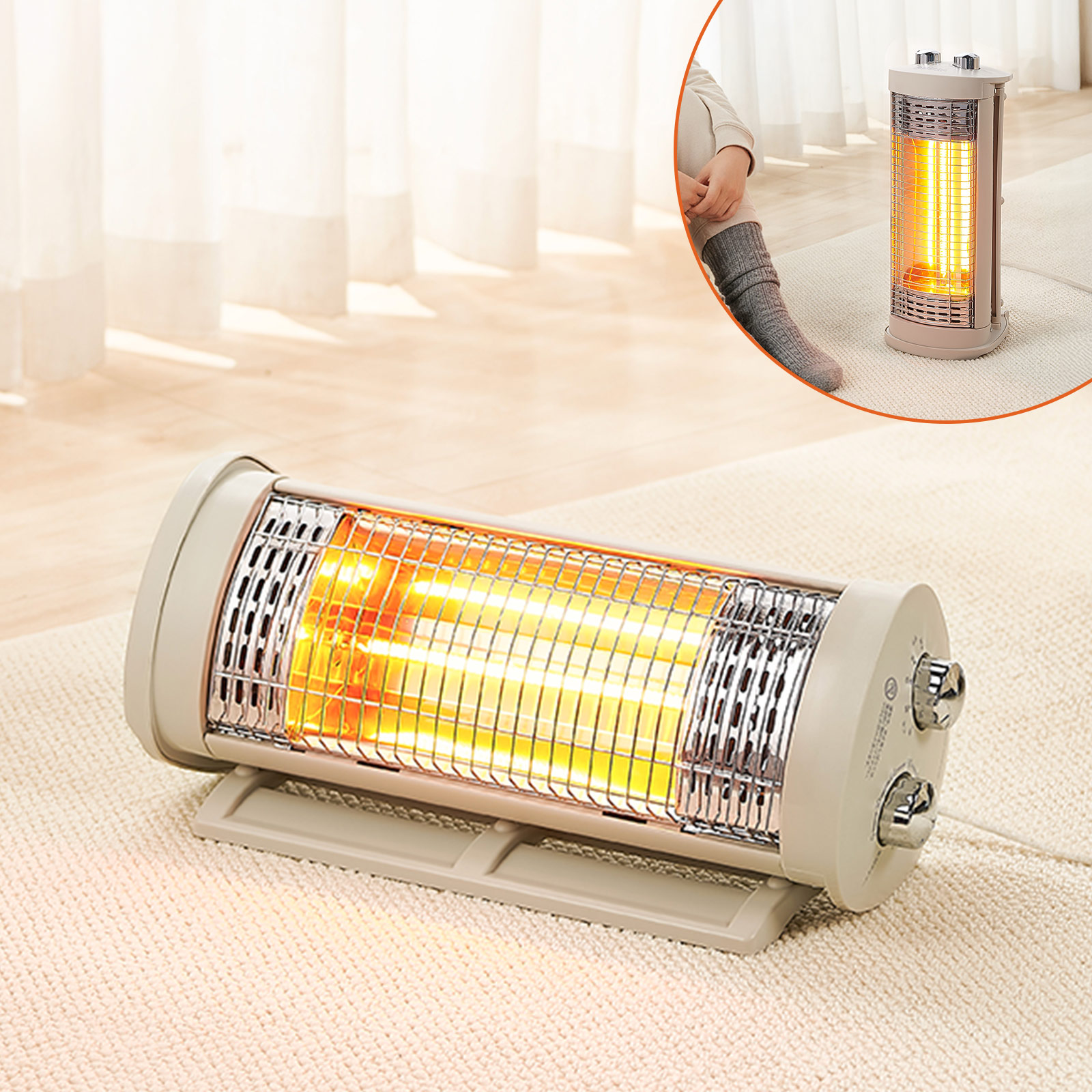 ONE STEP カーボンヒーター 電気ストーブ 300w タイマー付き 縦型 遠