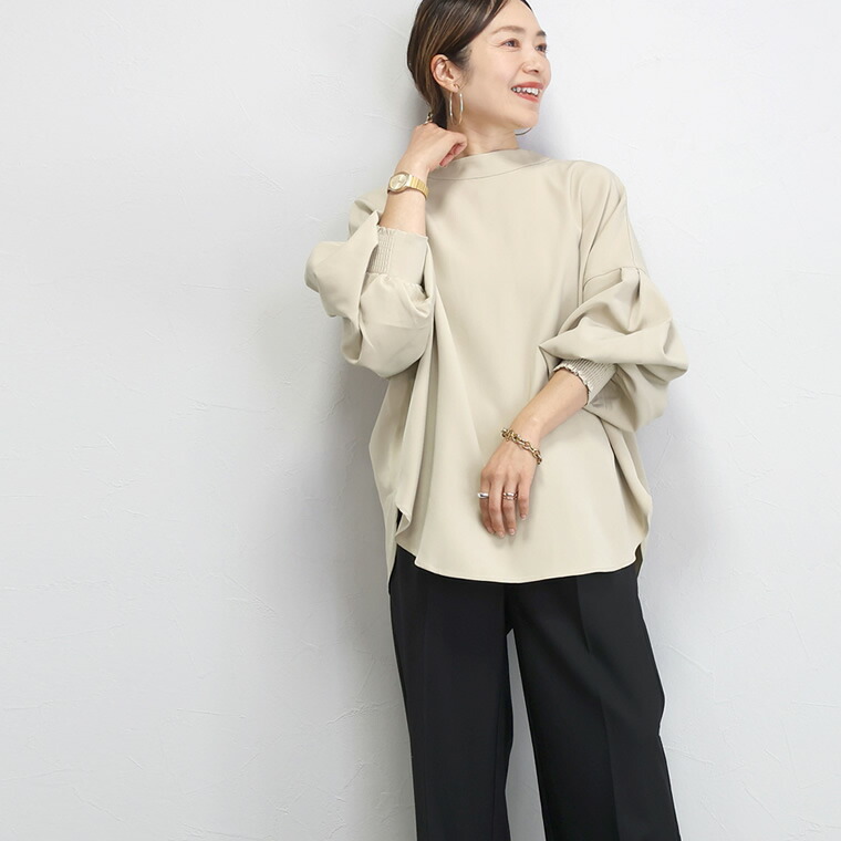 Aletta vita 爆買 ブラウス 後ボタン 2way スタンドネック ボリューム