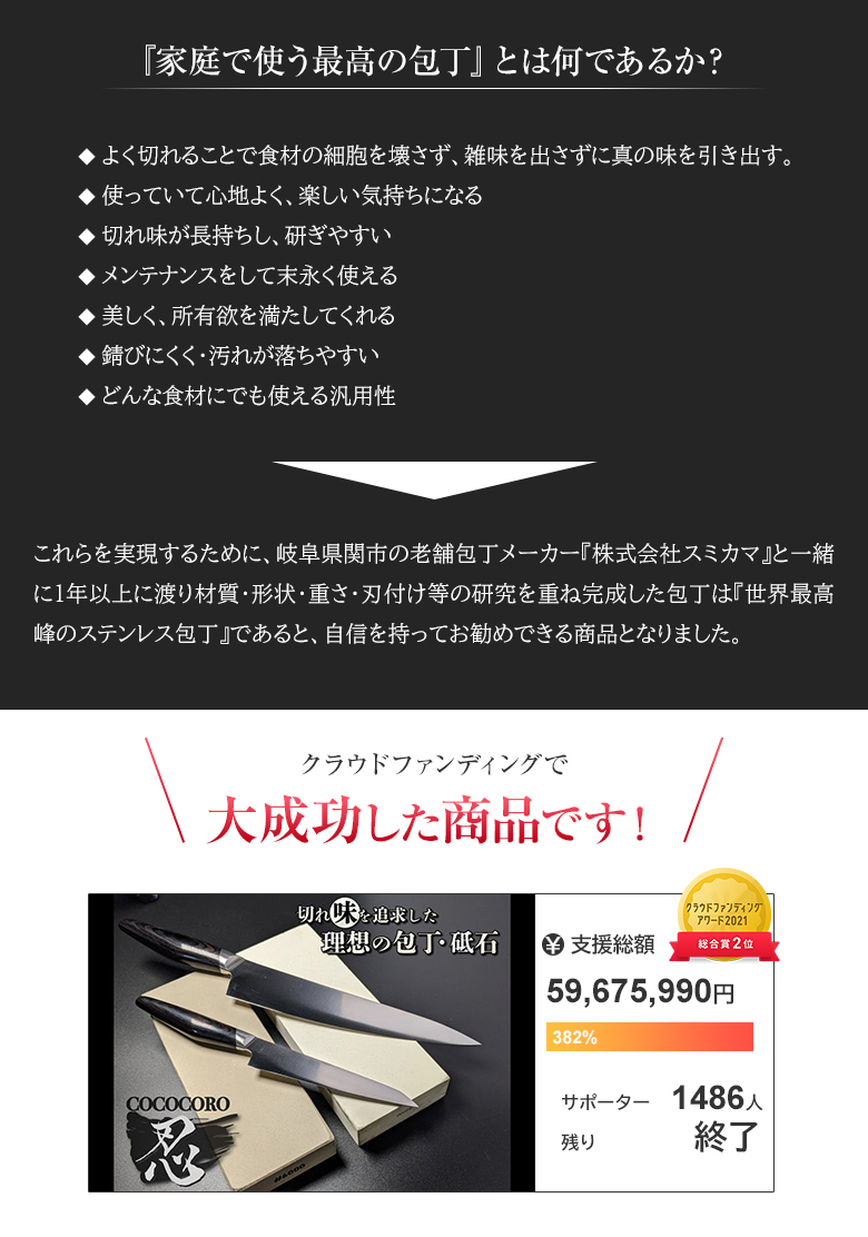 COCOCORO ステンレス包丁 忍 コココロ 牛刀包丁 高級 VG-10全鋼包丁 V