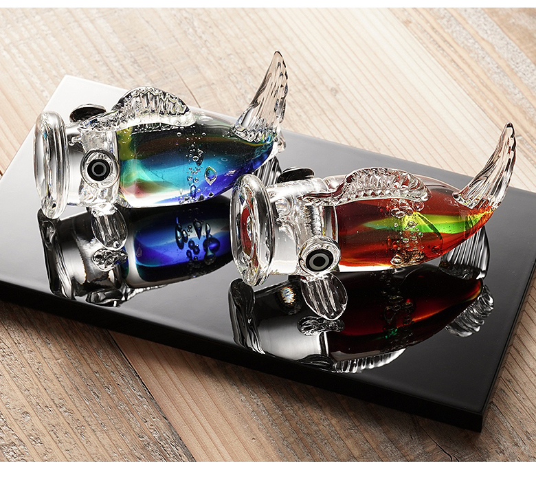 ガラスの鯉のぼり2体セット ガラス工房Merhaba 金箔入り こいのぼり