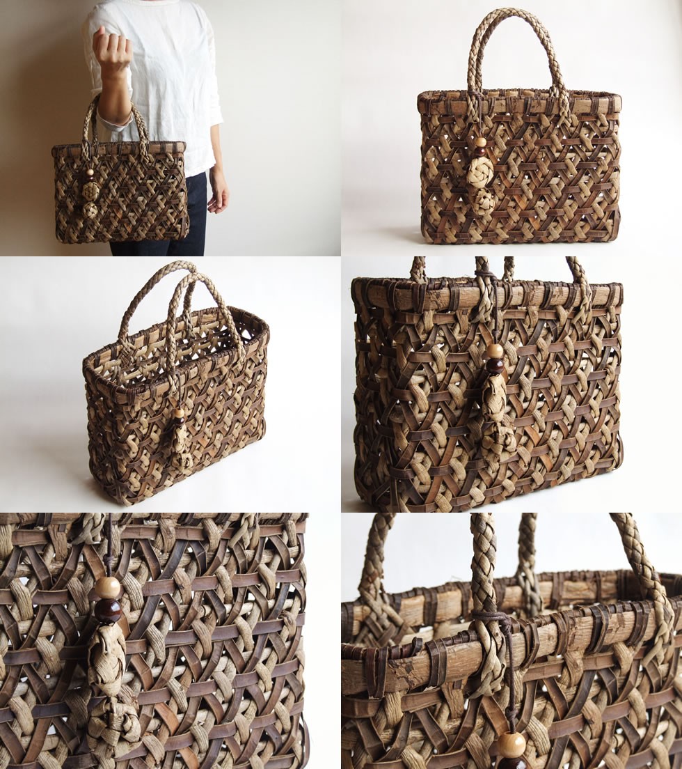 純国産 胡桃かごバッグ 麻の葉編み チャーム付き : おまめ - 通販