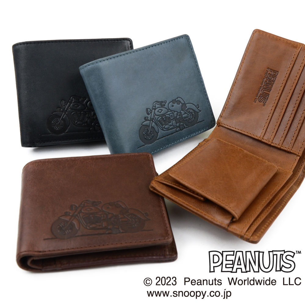 スヌーピー 二つ折り財布 メンズ 本革 JOE COOL ジョークール バイク