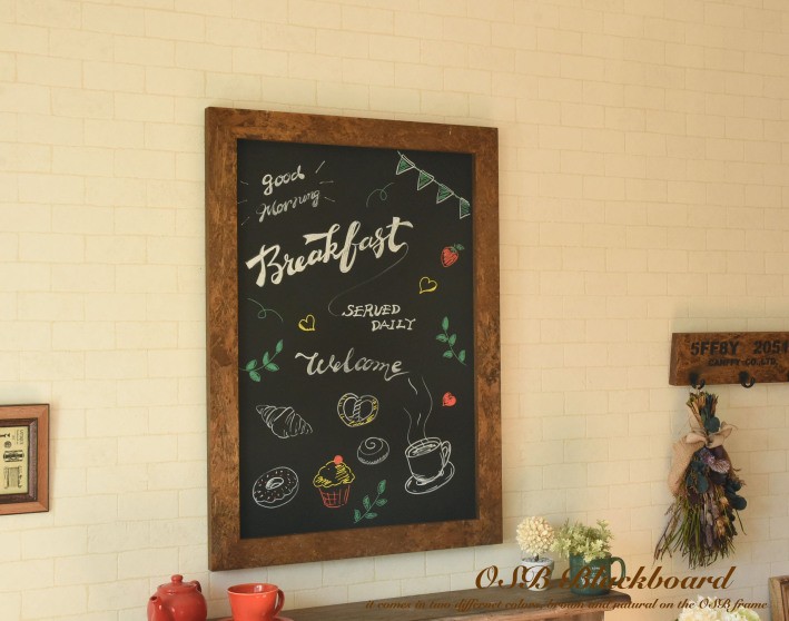 ブラックボード 64cm x 88cm OSB ブラウン ナチュラル 黒板 看板