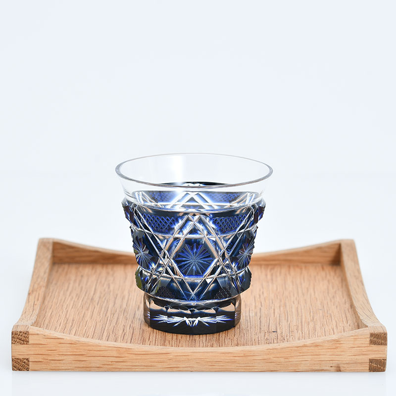 薩摩切子 冷酒グラス cut01 藍 創作 鹿児島 島津薩摩切子 薩摩ガラス
