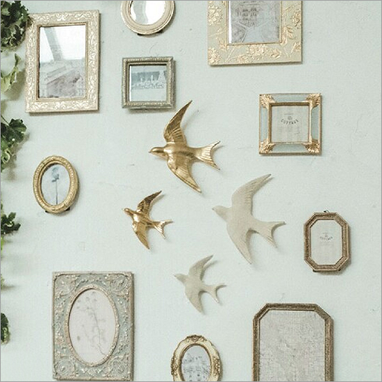 ウォールデコレーション バード S/L セット アンティーク ゴールド 壁