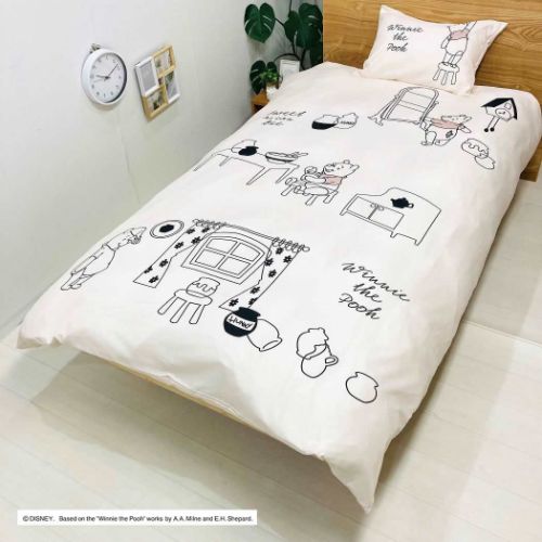 寝具 布団2点セットカバー かけ布団カバー＆枕カバー くまのプーさん
