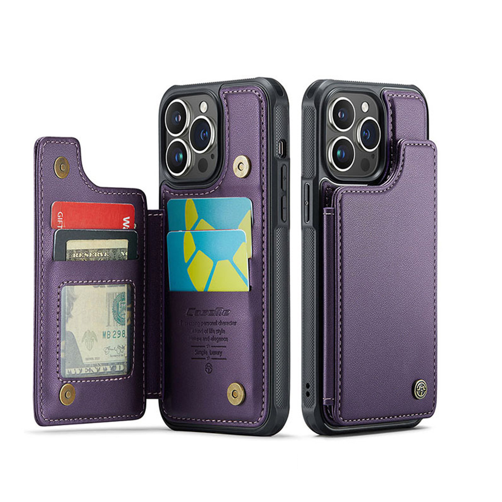 Apple iPhone 15 Plus Pro Maxケース 背面カバー カード収納 スタンド