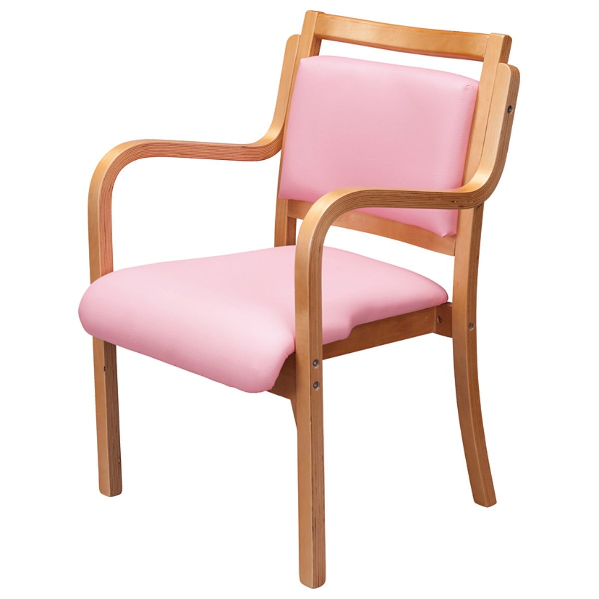 チェア 座面高42cm カルモ 木製 肘掛け スタッキング クッション