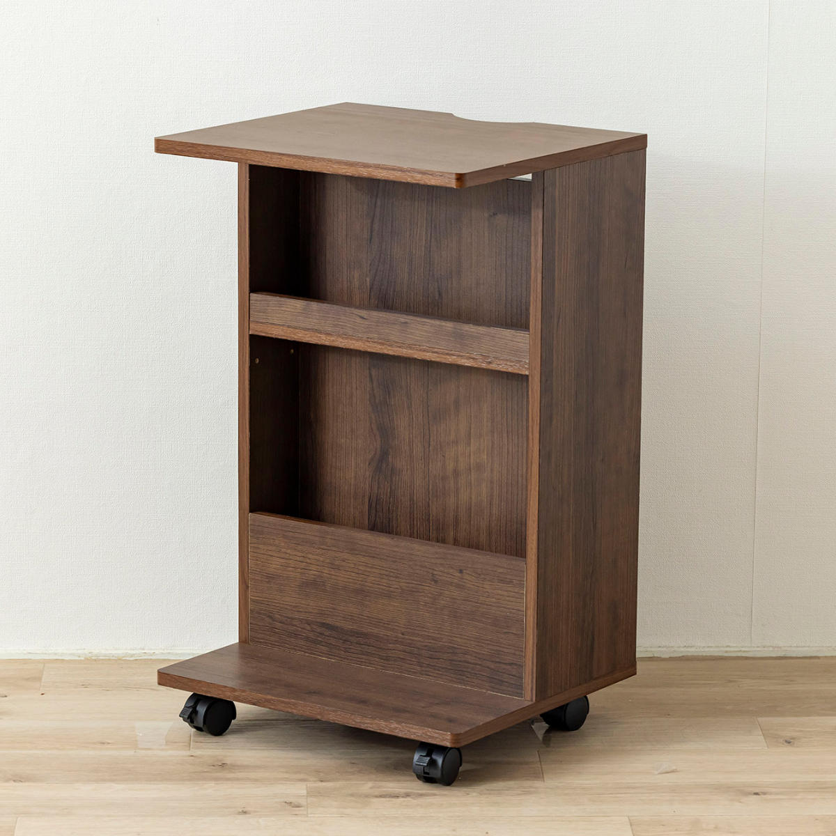 Fjegt レコード収納棚 ウォールナット色 サイドテーブル Amazon.co.jp